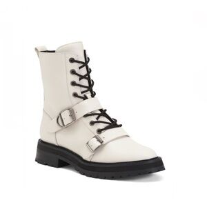Dolce Vita Ronson Lace Up Leather Buckle Booties Off White Women’s Size 6